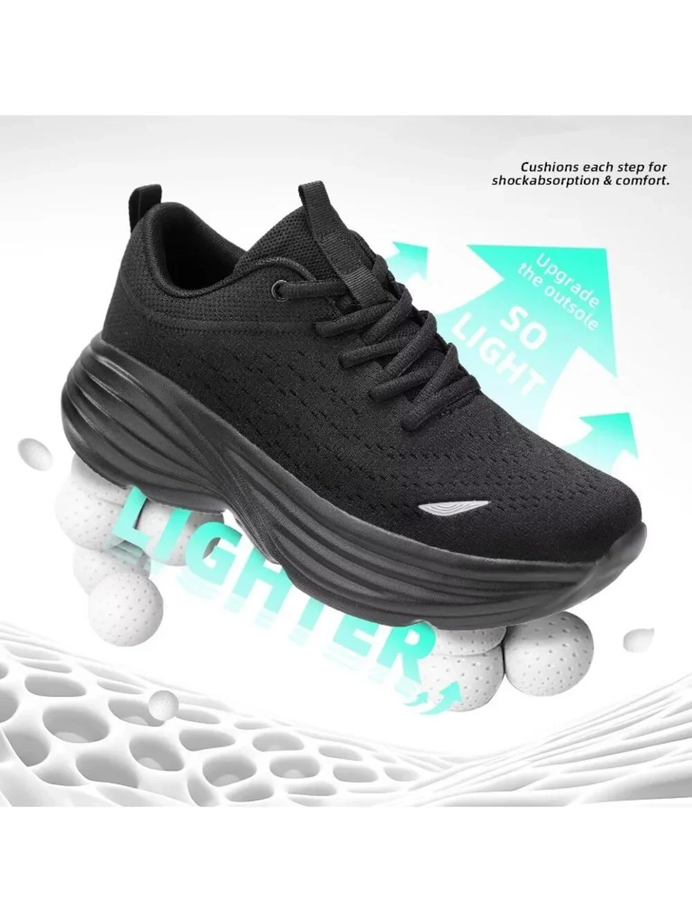 Men's Black Walking Shoes Comfortable Running Tennis Lightweight Mesh Sneakers
